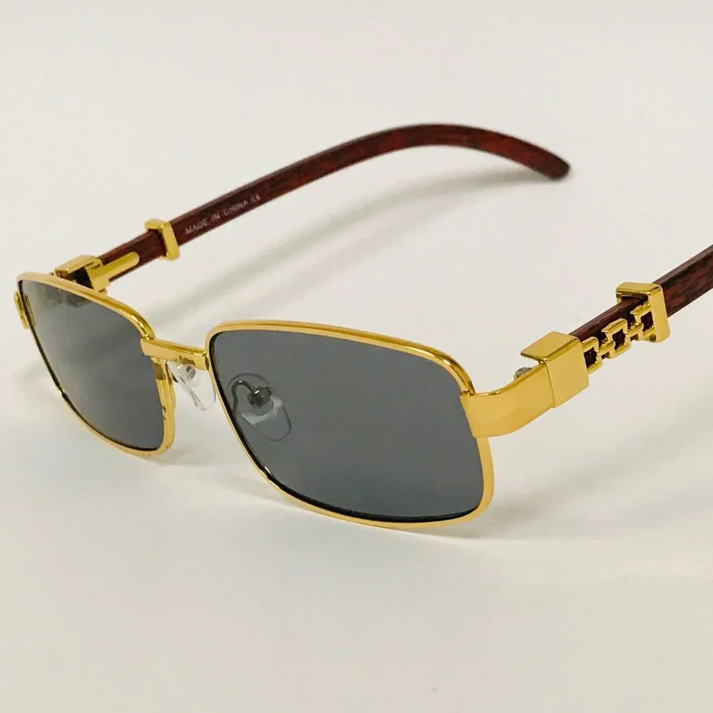 Black Lens Men Sunglasses Square Gold Frame Hip Hop Style Street Wear Quevo New‎